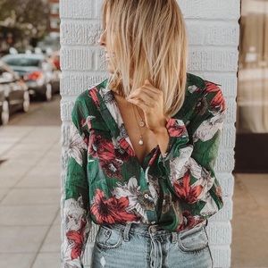 Emerald Floral Blouse